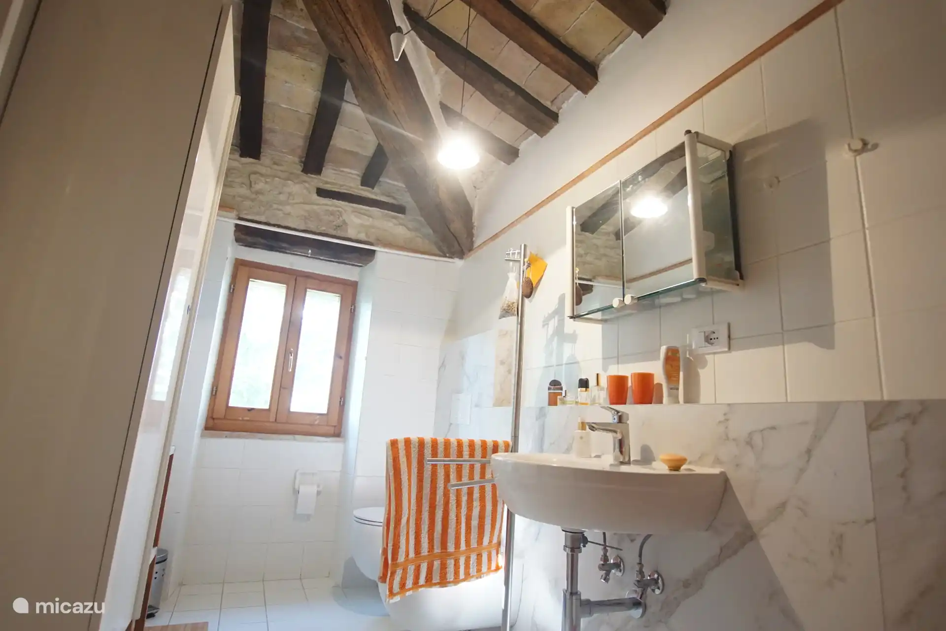 Bathroom 1, Hanging WS, Hanging bidet, Washbasin, Shower, Large shelf, Towel rail, Window, Mosquito repellent, Shutter