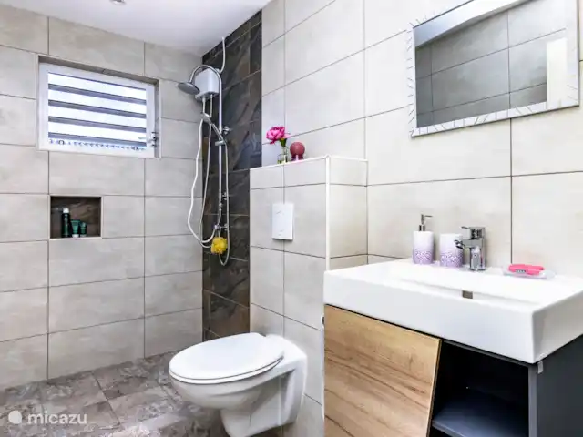 Location de Vacances Curaçao, Curaçao-Centre, Curasol, appartement - Las Dahlias Apartments - El Mirador  Salle de bains moderne avec douche à l’italienne et eau chaude