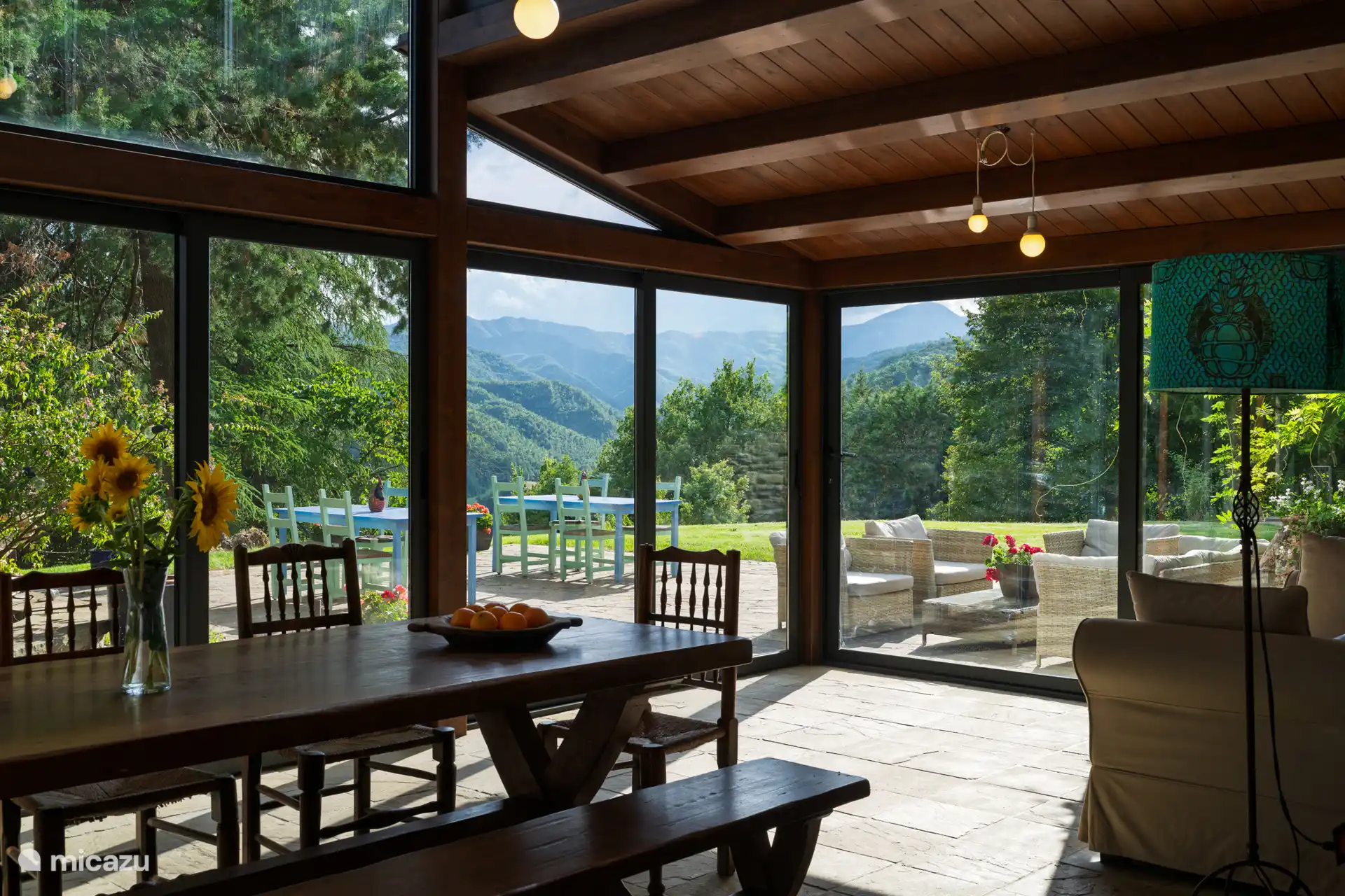 Enjoy our beautiful glass veranda, the perfect spot for dining or relaxing. With an exceptional view of the Apennine Mountains, this bright space offers comfort and stunning scenery, rain or shine.