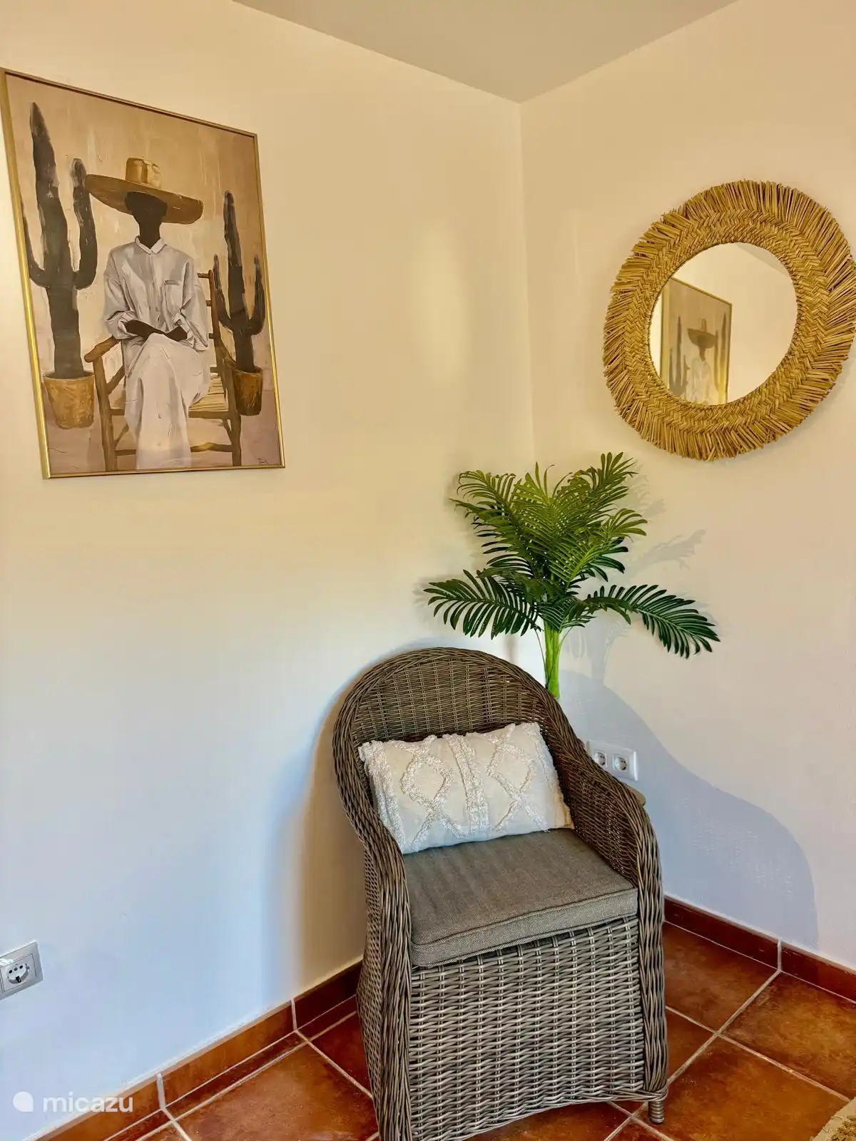 Corner bohème d’Ibiza avec osier 