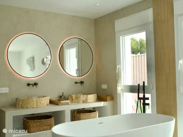 Villa Tranquilla - NEW IN JAVEA! in Spain, Costa Blanca, Jávea - villa With real wooden sinks and the wicker accents, a really warm nice place to freshen up.