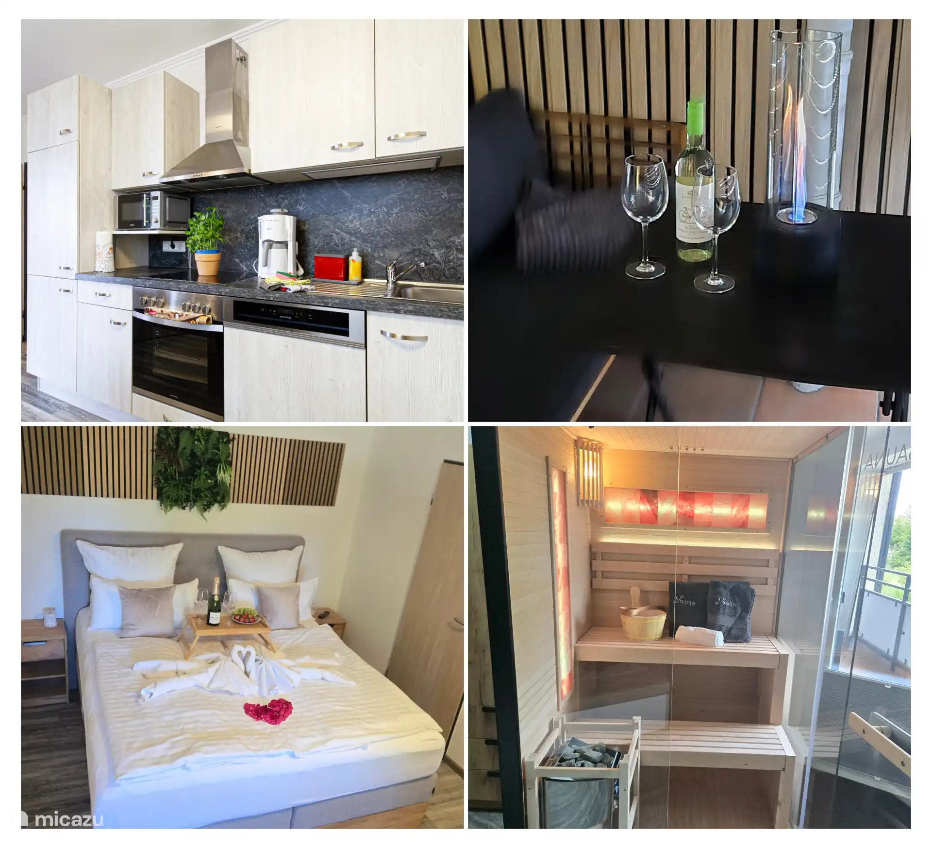 Sauna im Schlafzimmer, Balkon und Küche 