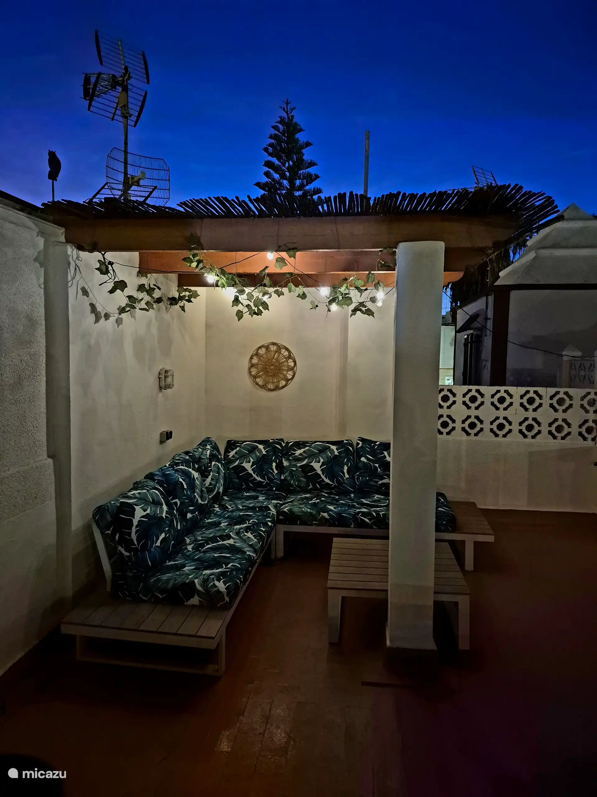 Terrasse sur le toit de nuit