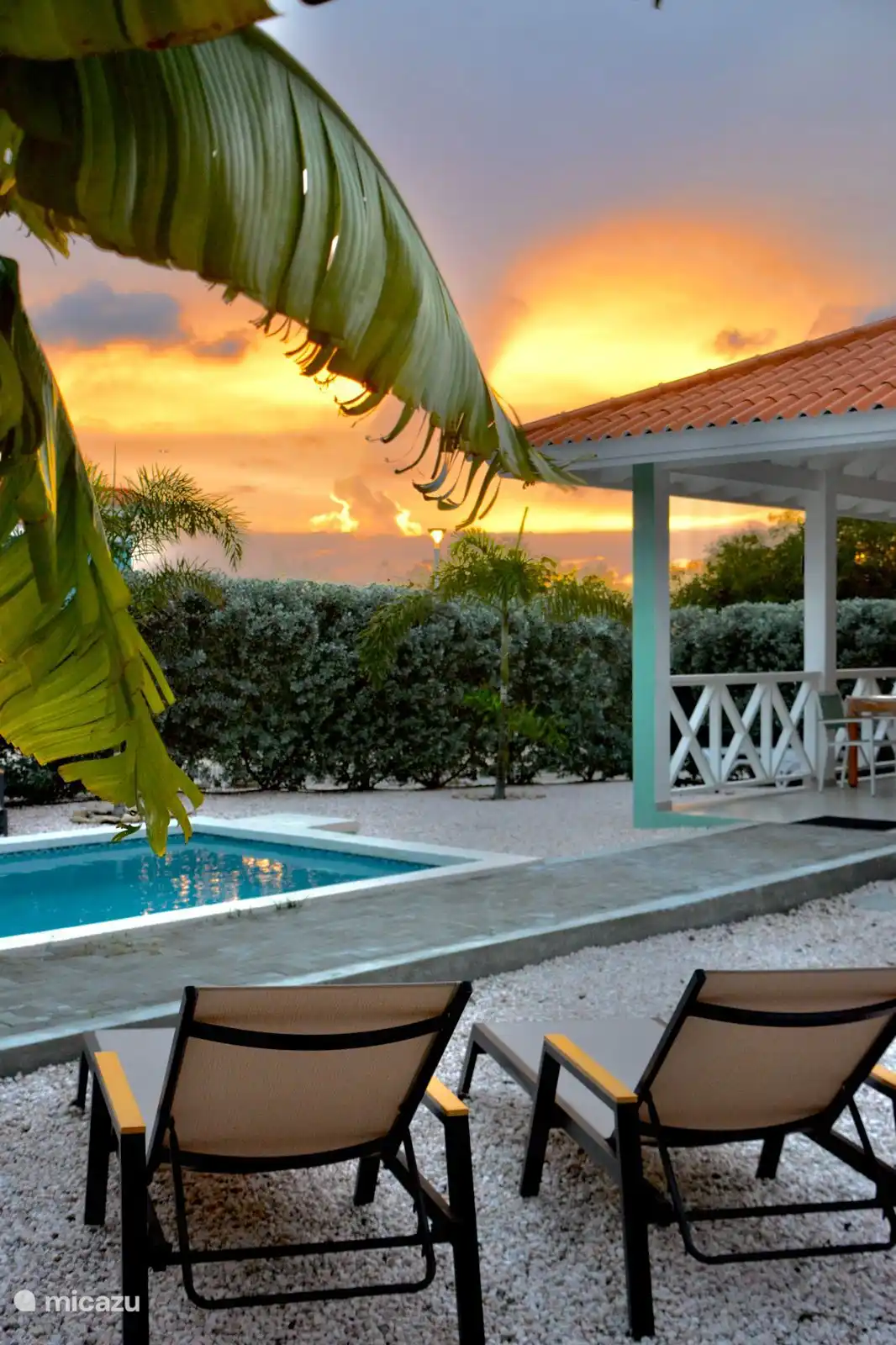 Wunderschöne Sonnenuntergänge vom Palapa aus zu sehen.