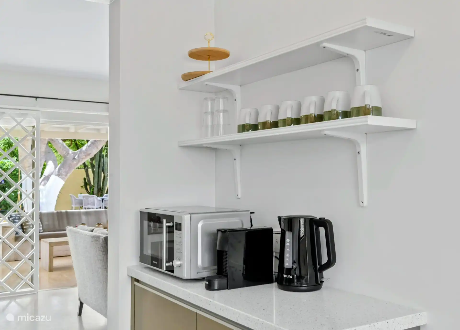 Microwave, kettle, Nespresso machine