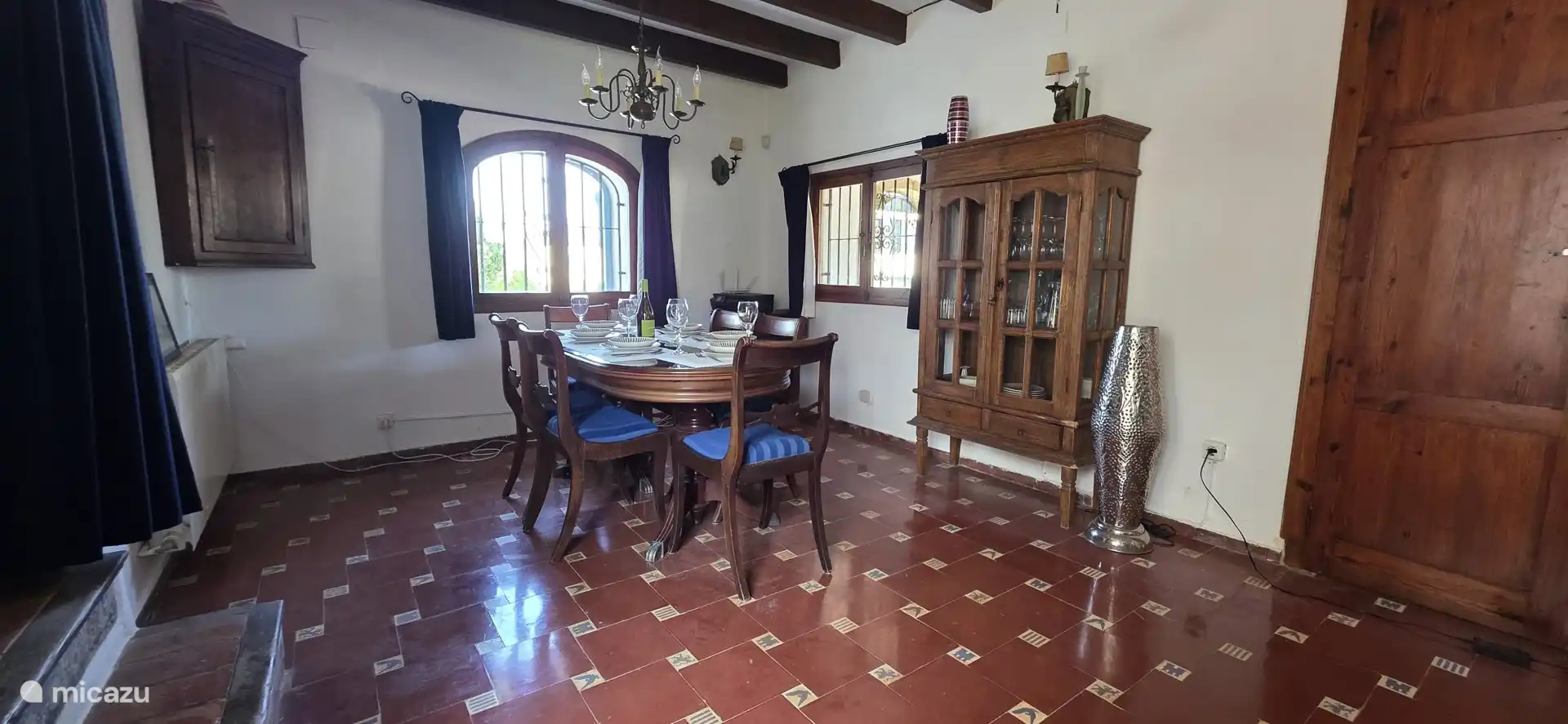 Dining room with authentic Spanish floor.