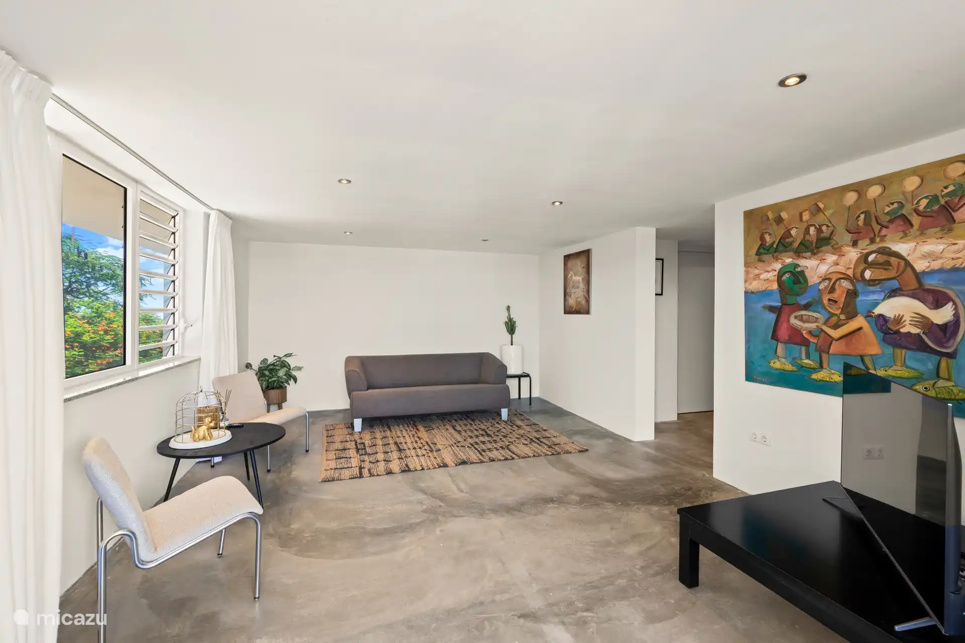 Living room downstairs in the apartment.