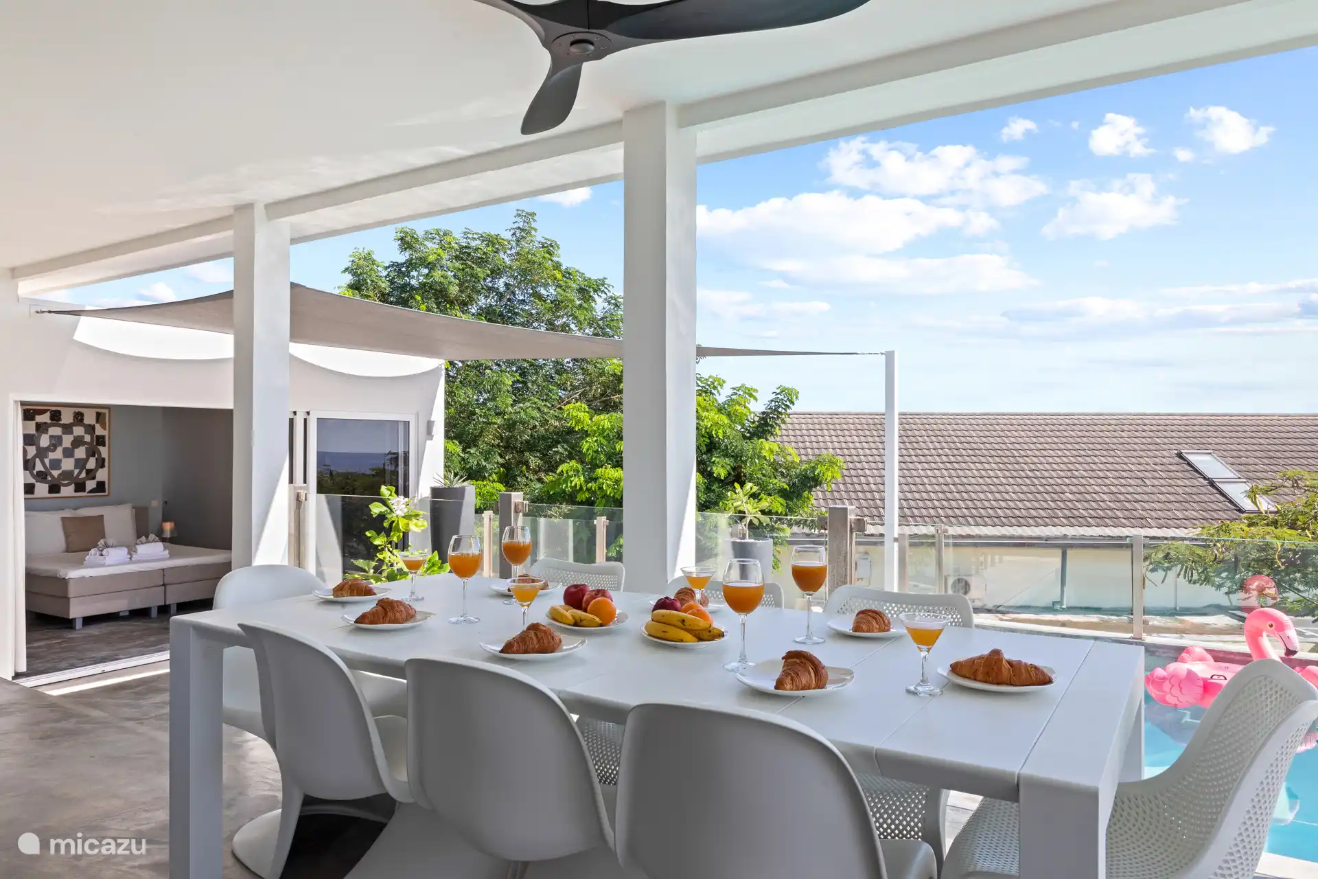 Outdoor dining table for 8 people.