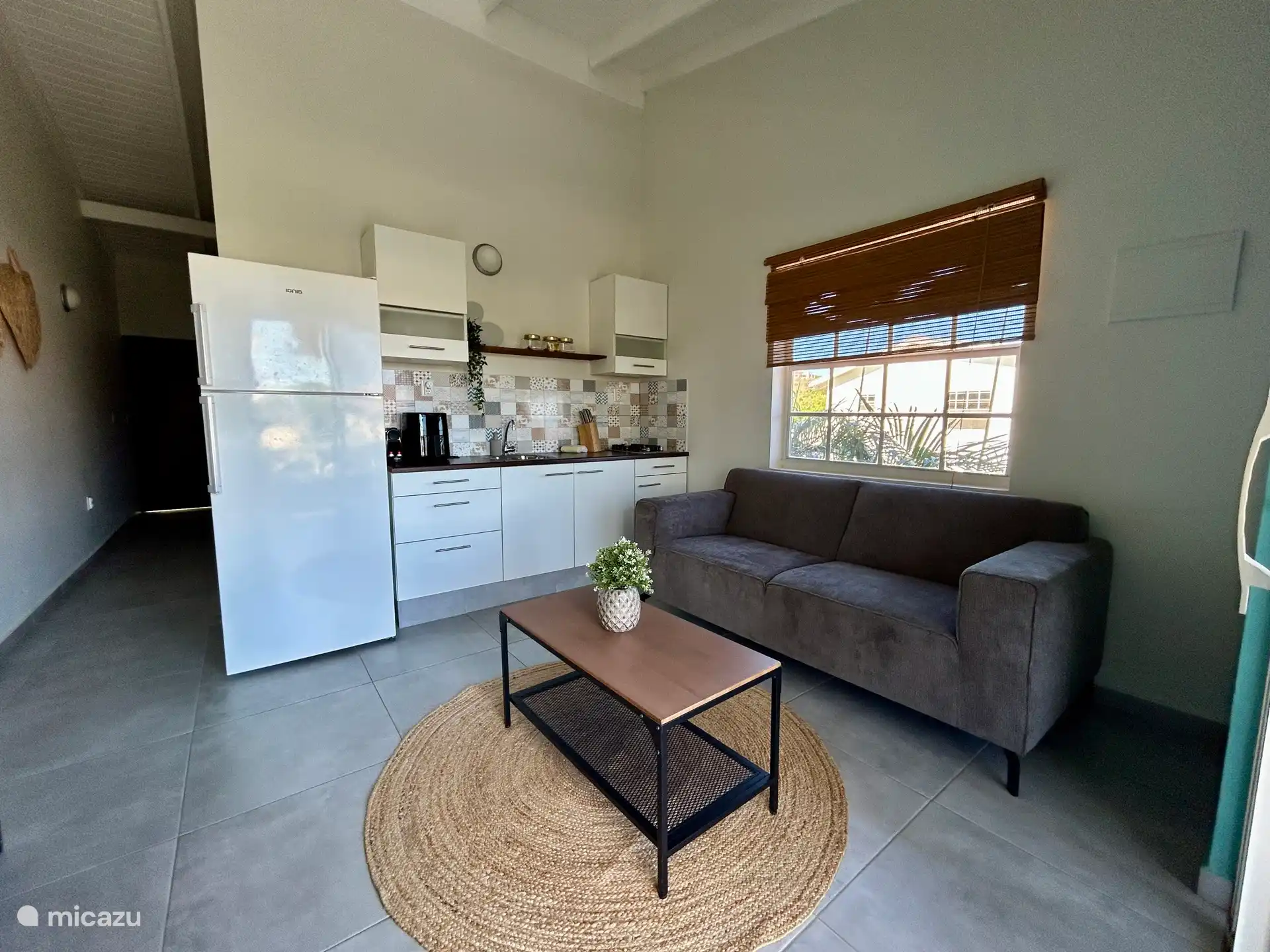 Salon avec cuisine ouverte