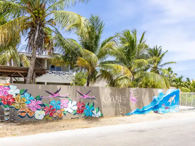 Daaibooi avec piscine en magnésium | Curaçao, Curaçao-Centre, Willemstad - appartement Façade avec de belles peintures murales !