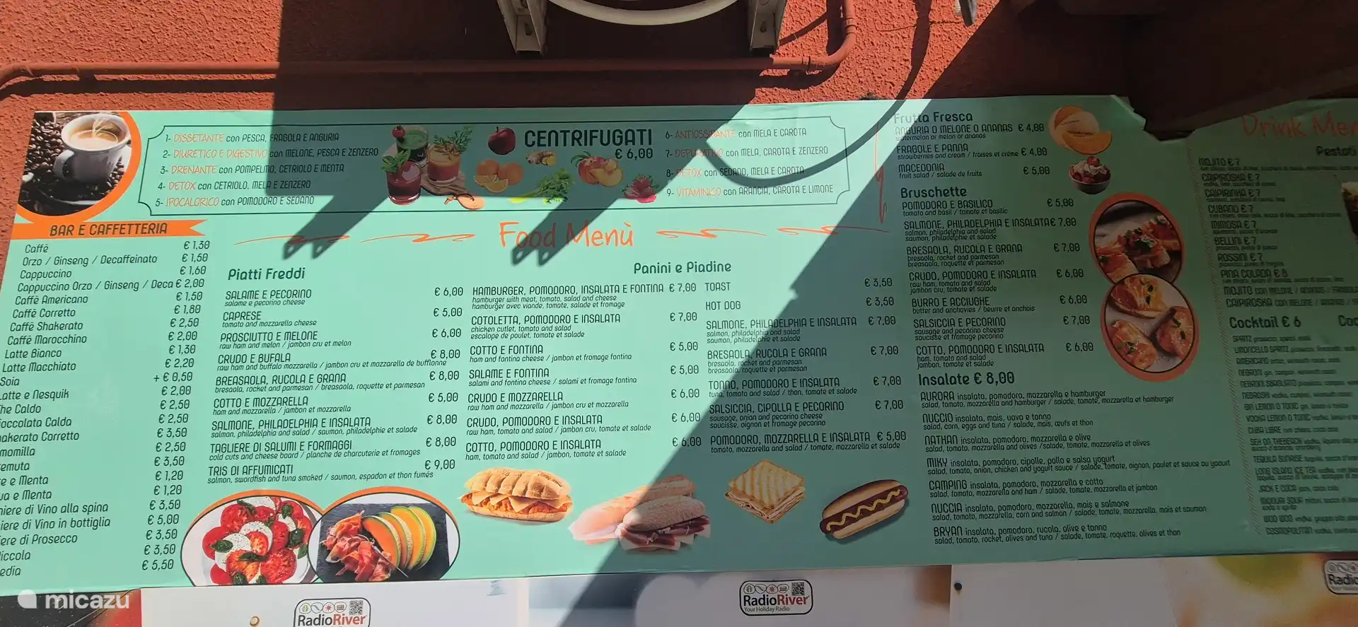 Menu Bar de la piscine