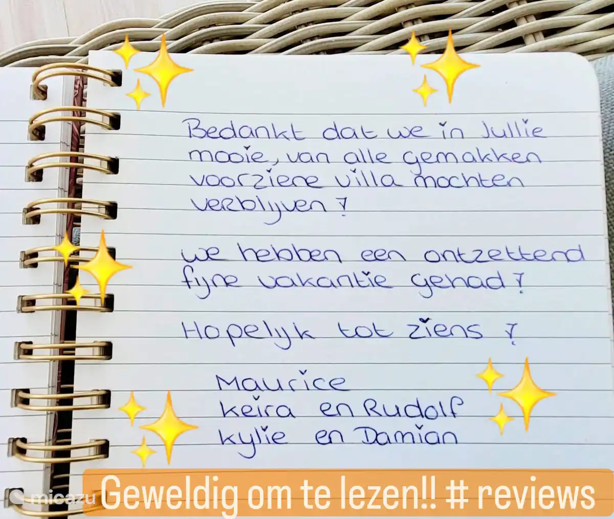 Great reviews in our guestbook!