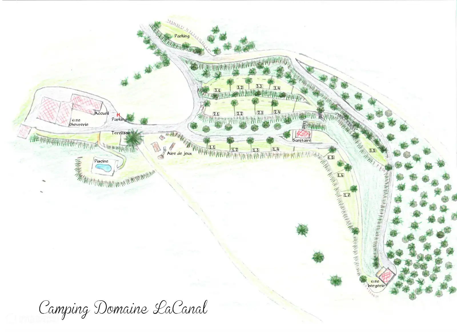Carte du campement avec les gites et les lodges de safari