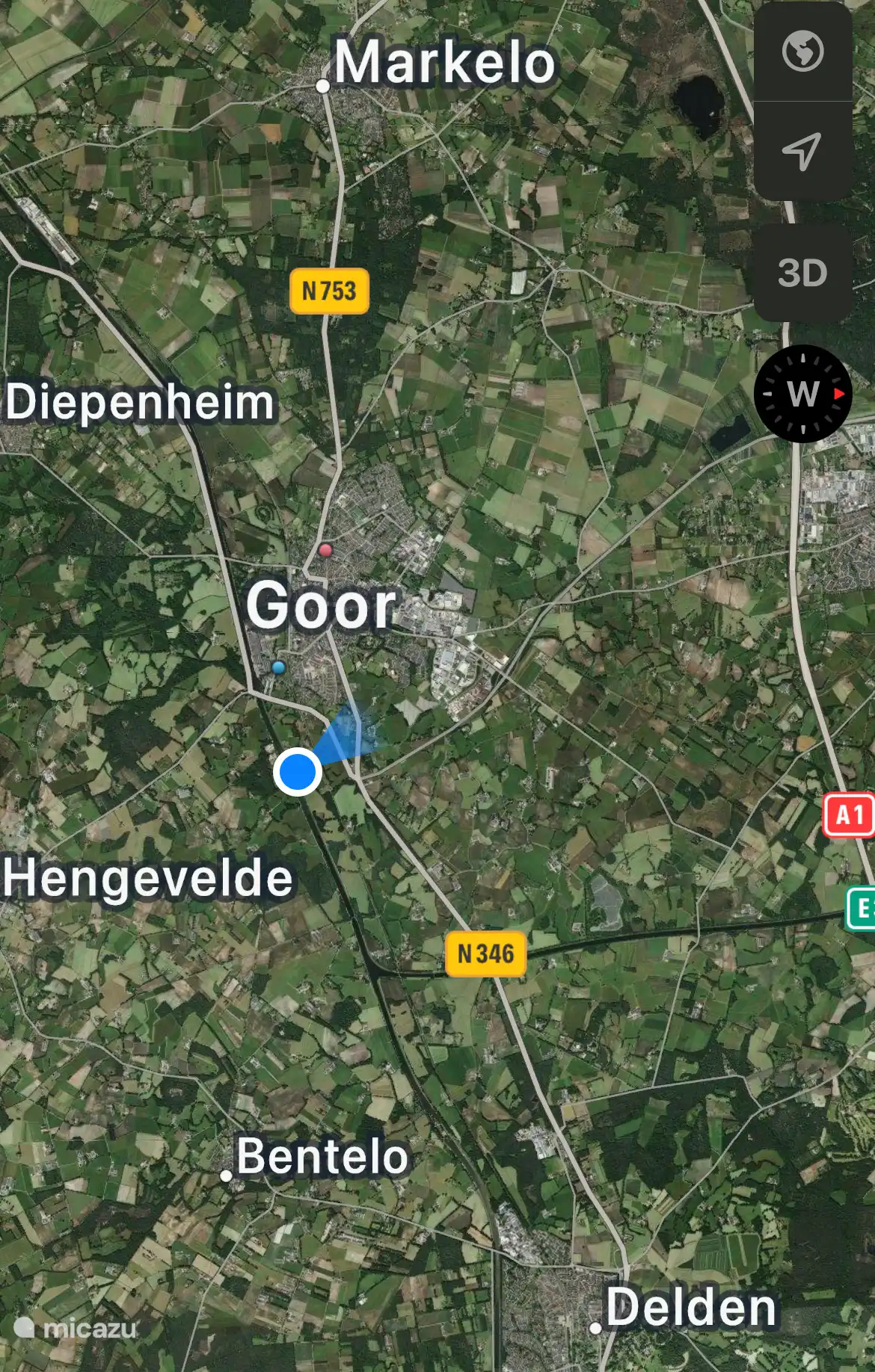 Huize Kroezzz auf der Karte der blaue Punkt 