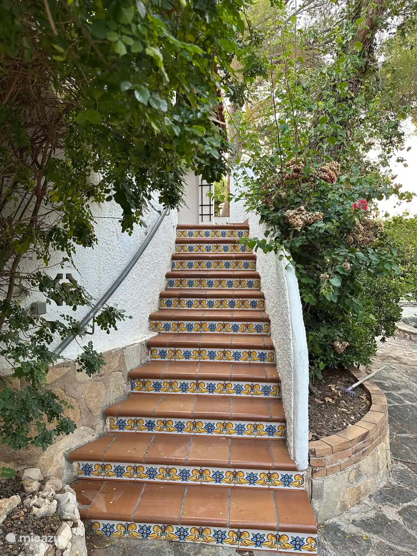 Escaliers vers la terrasse depuis le jardin