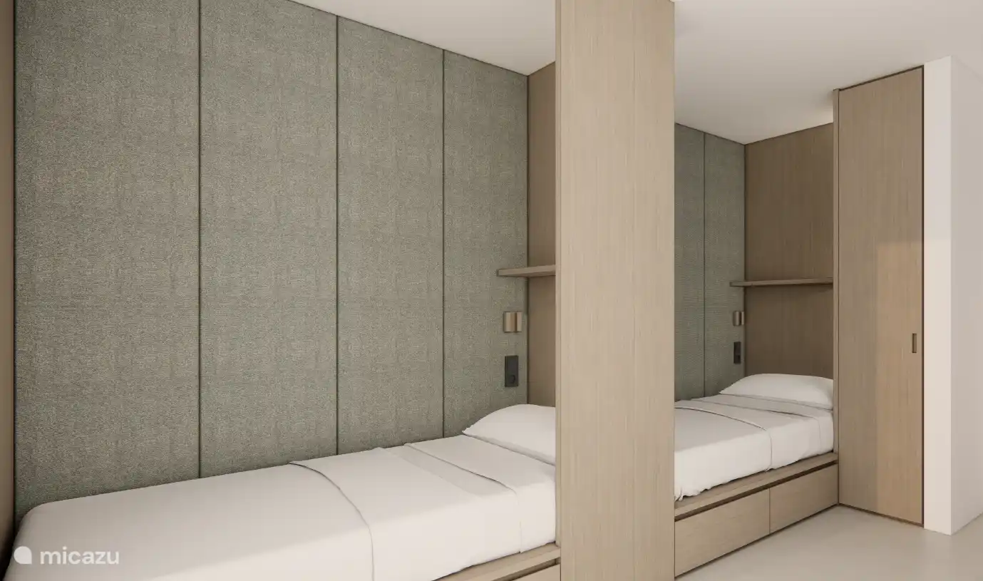 Schlafzimmer mit 2x 1 Person Bad