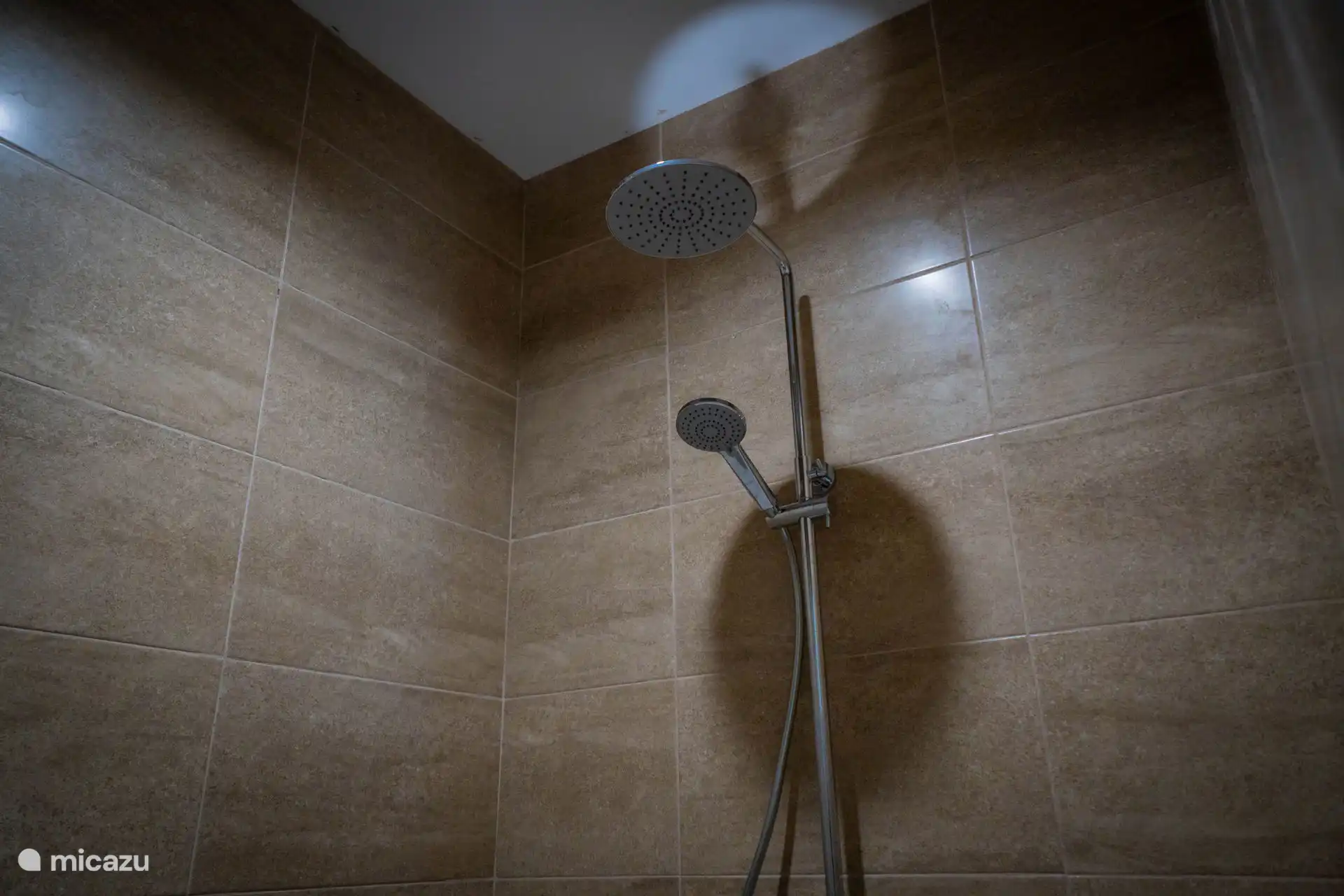 Bathroom en-suite shower area with rain shower and hand shower