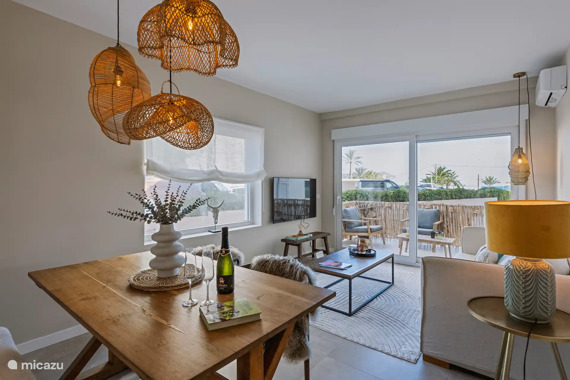 Living room with dining table