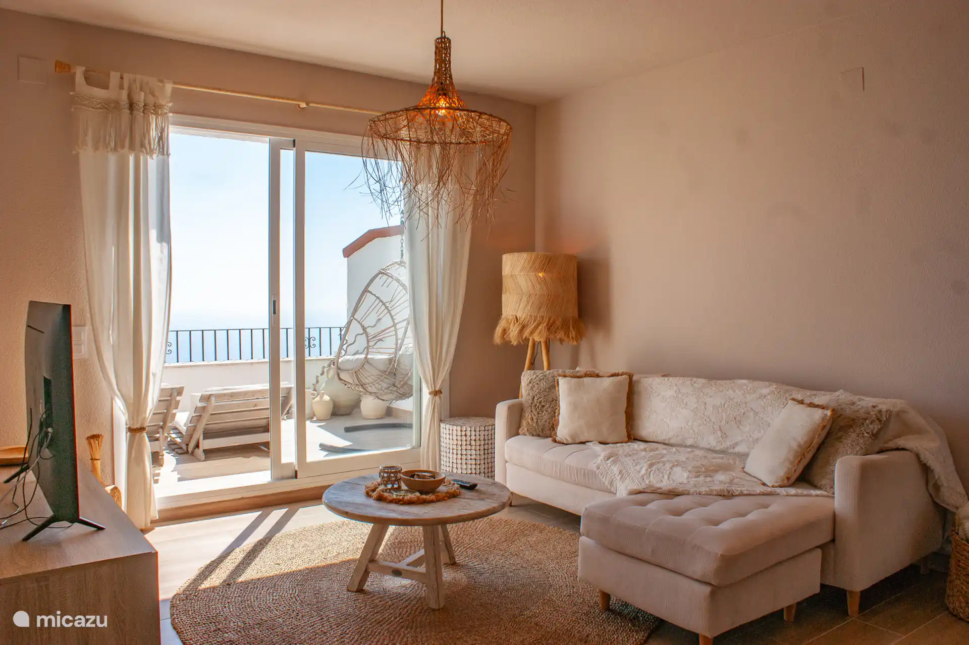 Living room with sliding doors to the balcony
