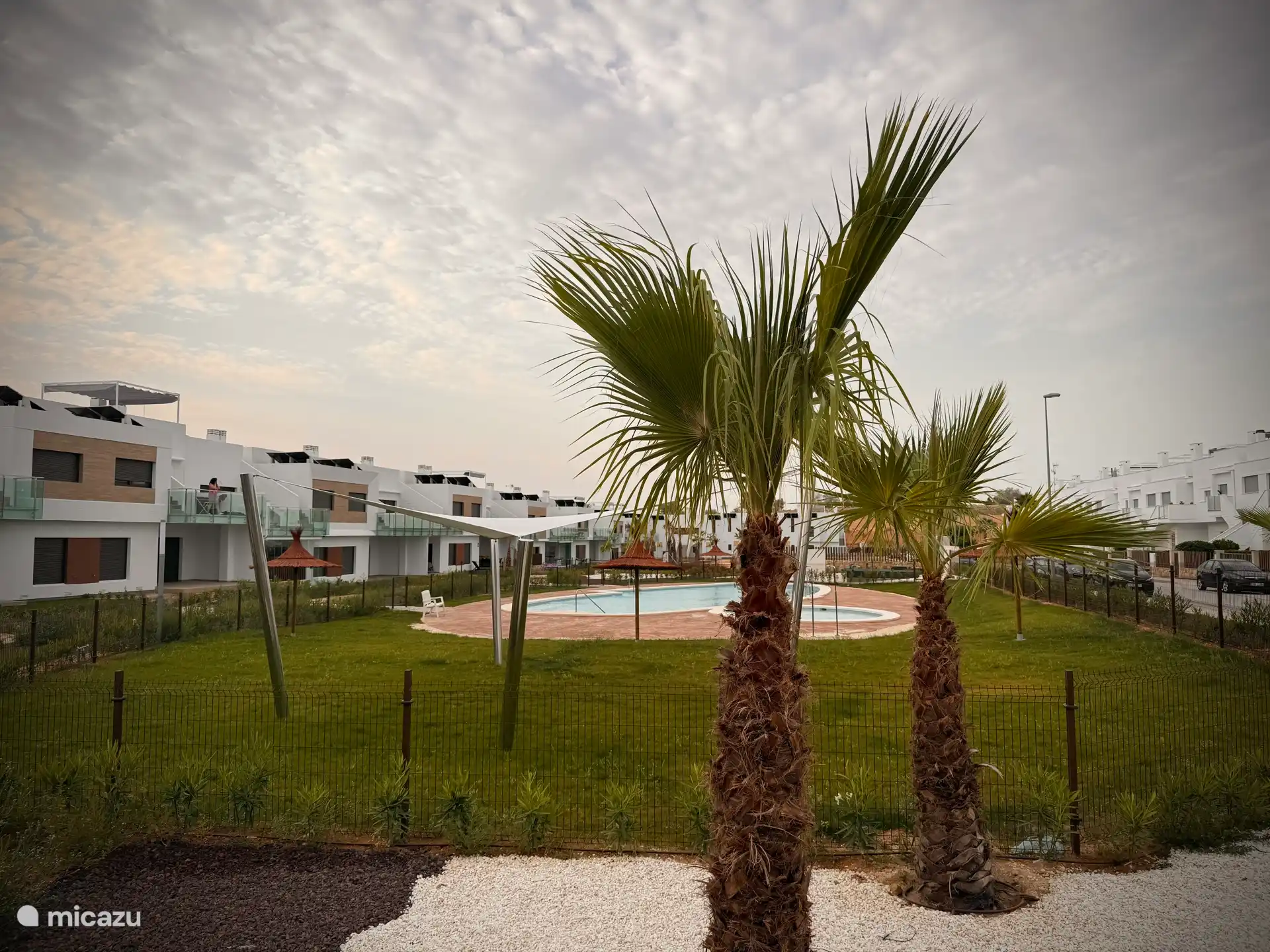 Zwembad en tuin, omheind.