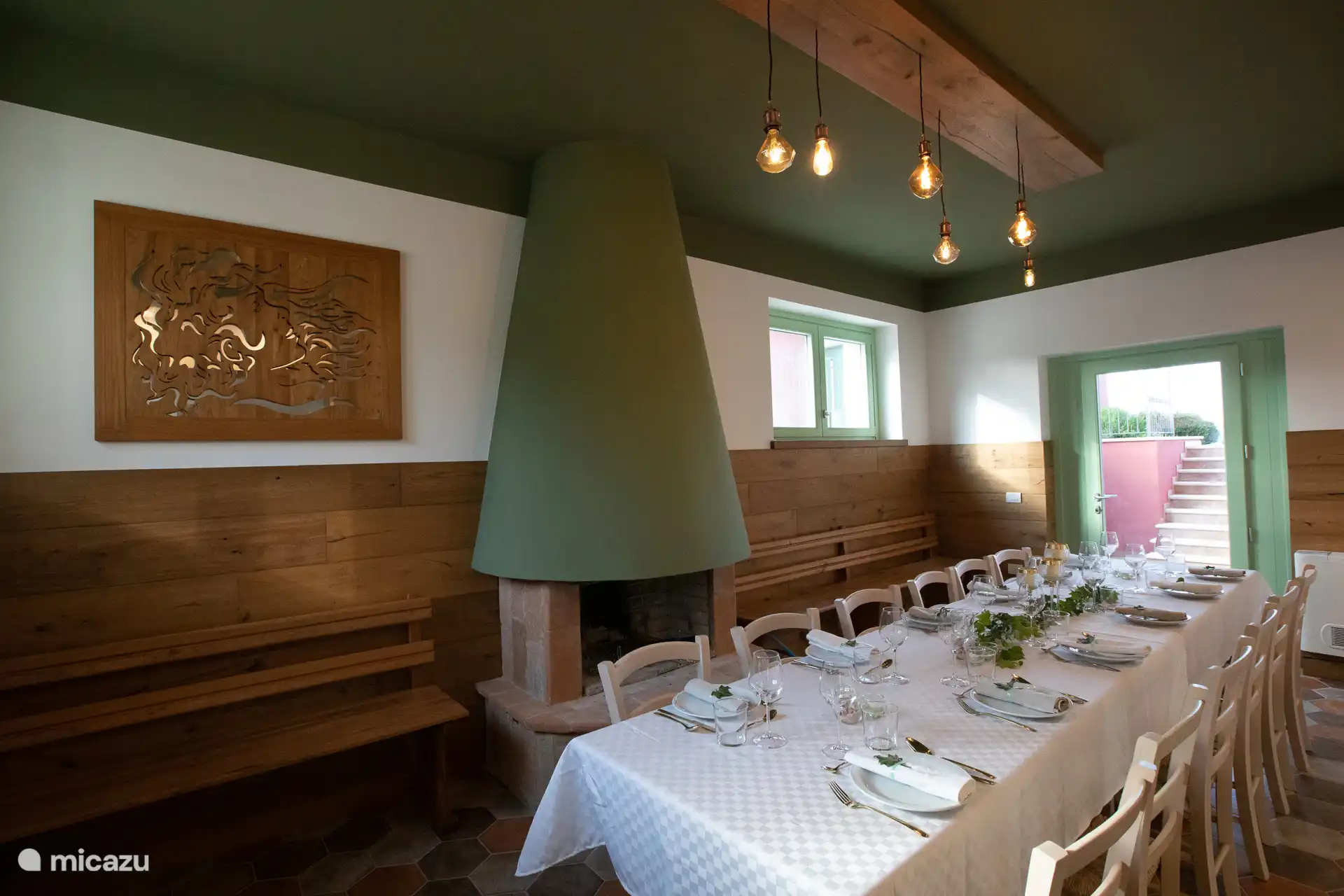 Restaurant at agriturismo. Dining is available by reservation.