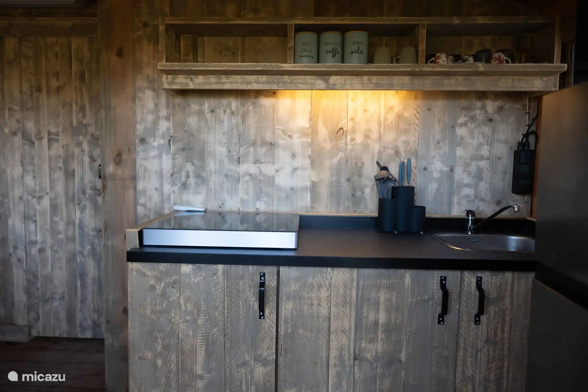 Glamping tent kitchen