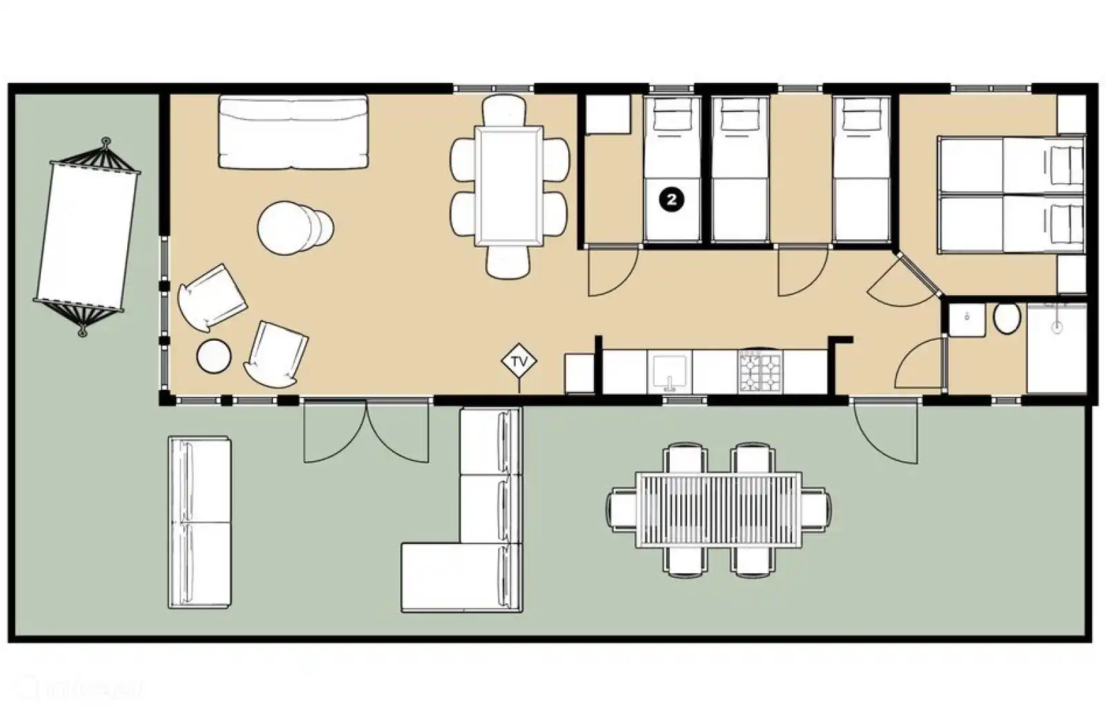 Plattegrond boshuisje Goudvink