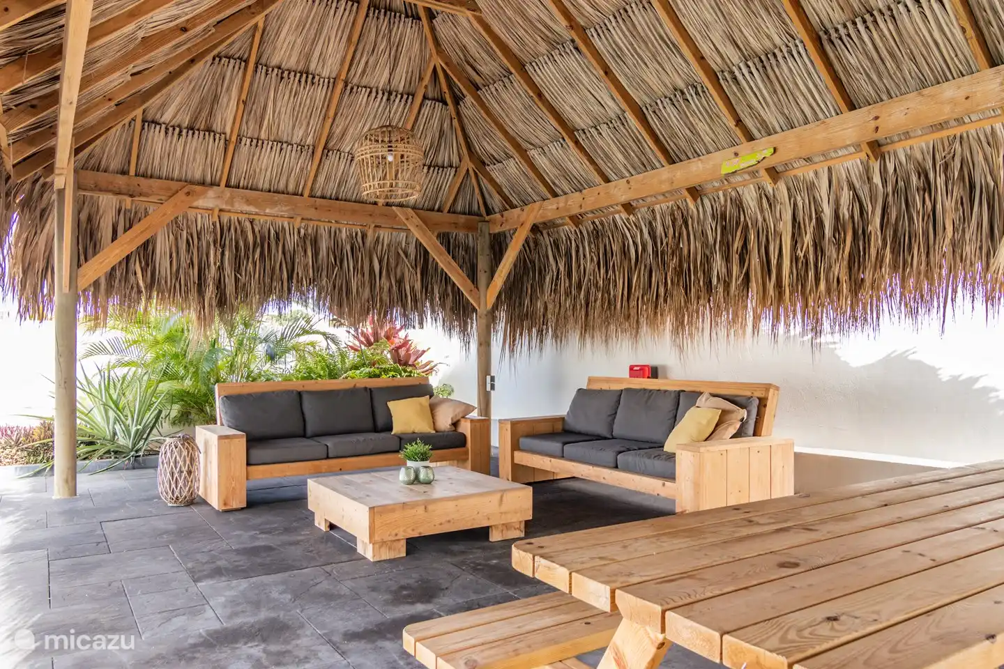 Onder de palapa kunt u heerlijk genieten in de schaduw