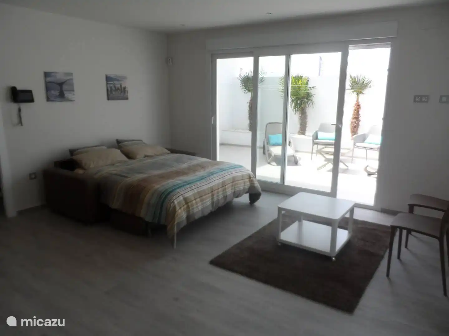 De sofa op de benedenverdieping kan omgevormd worden tot een 2 persoonsbed.