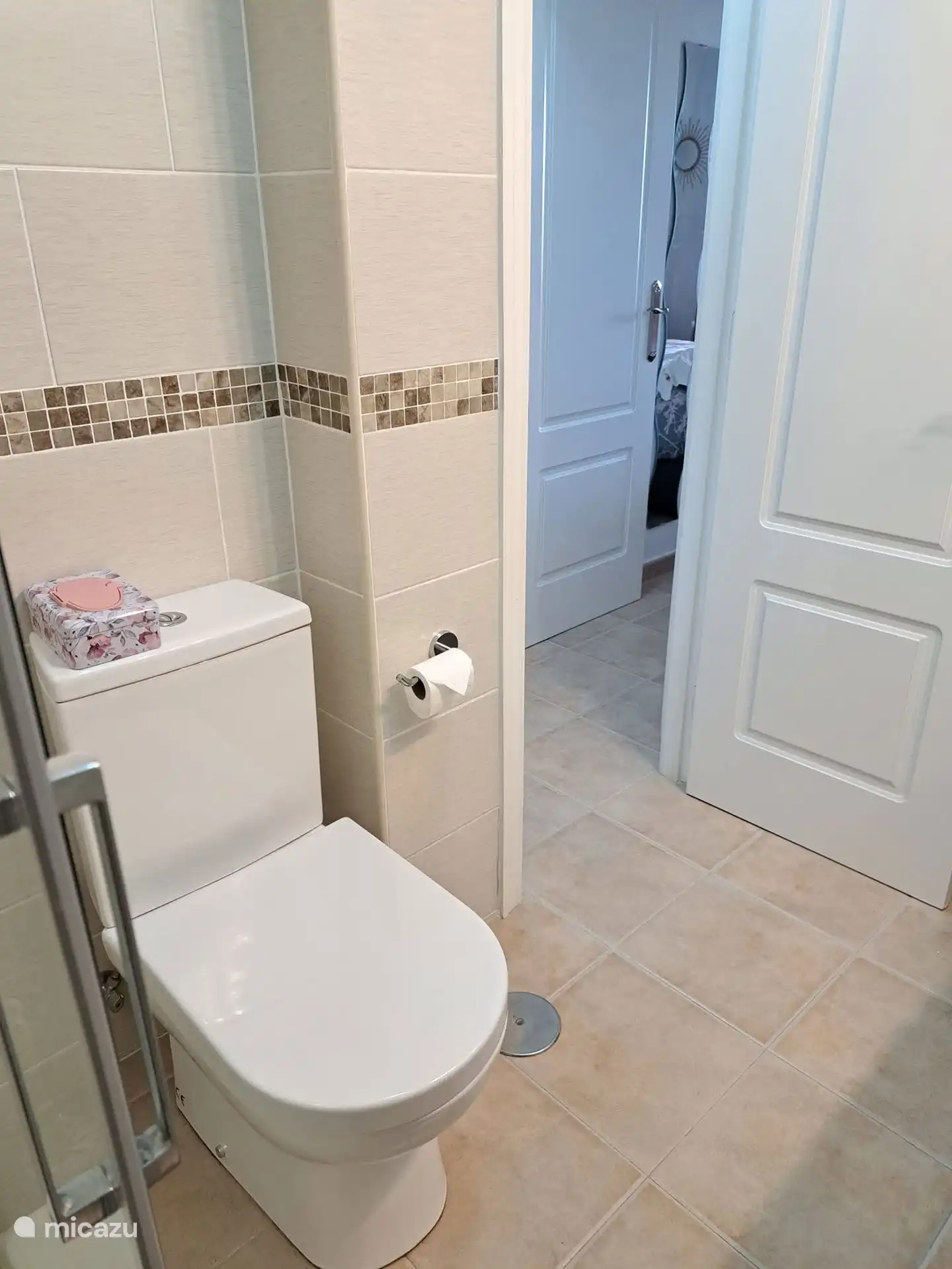 Toilet in de ensuite badkamer.