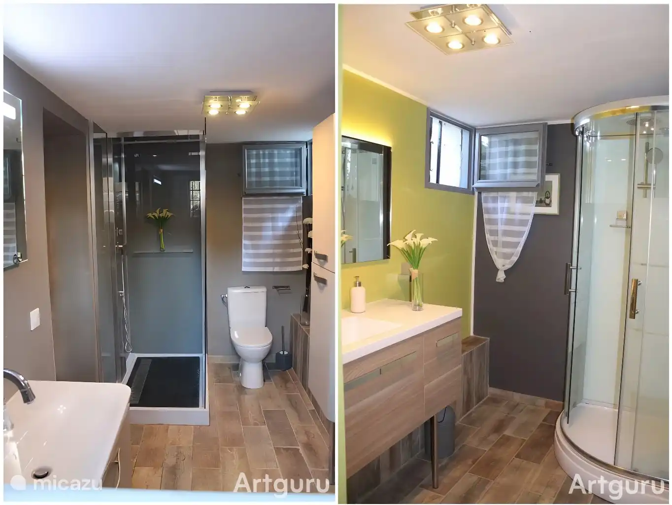 De twee badkamers op de begane grond hebben elk hun eigen toilet 