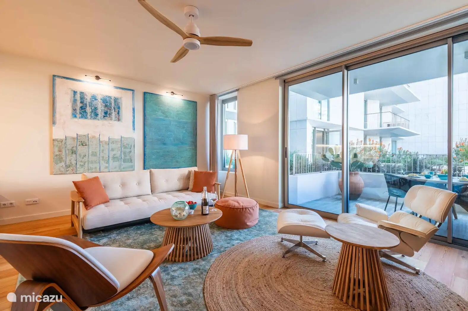 living room with sofa bed