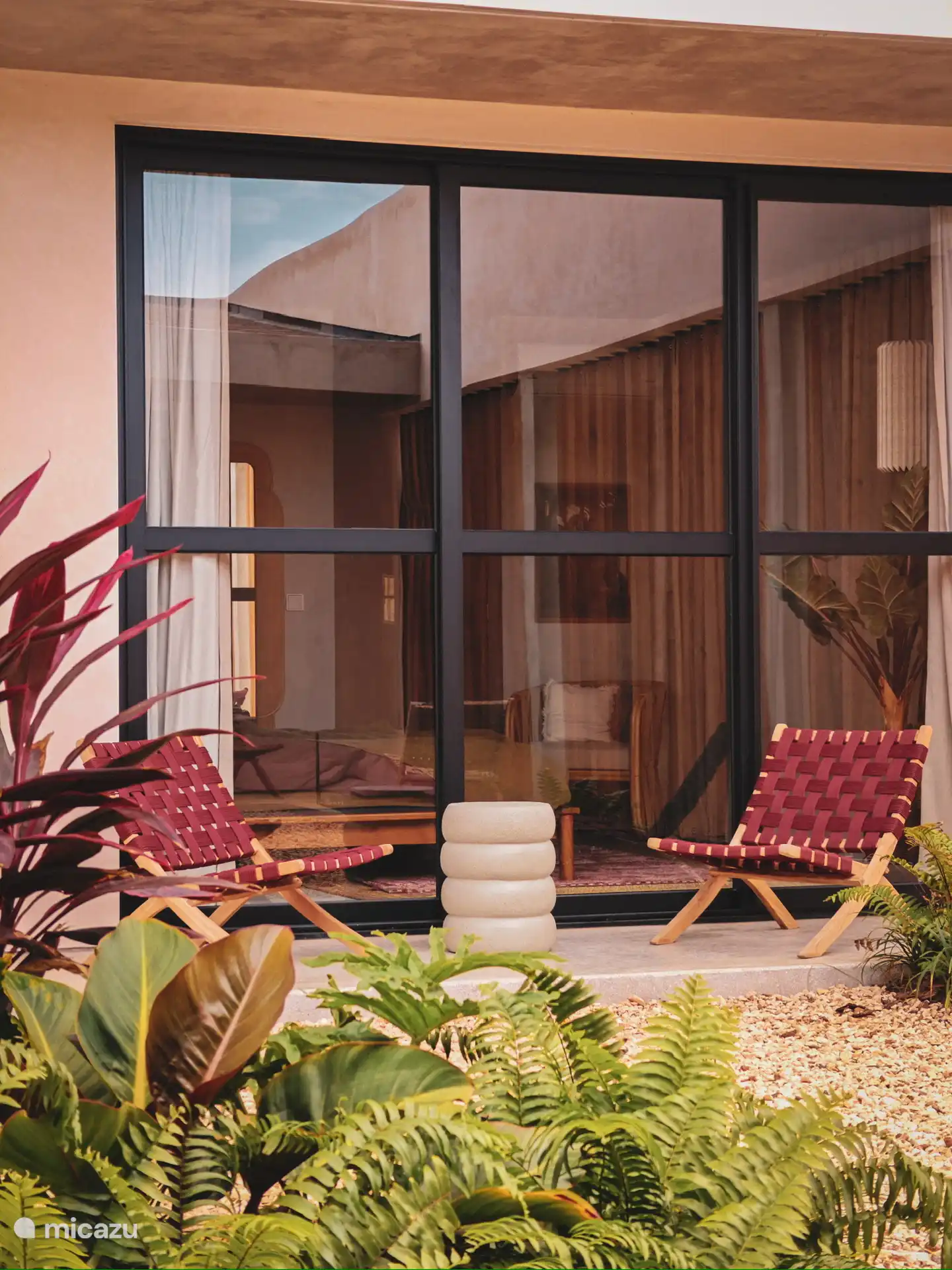 Outside terrace of the master bedroom in the courtyard garden.