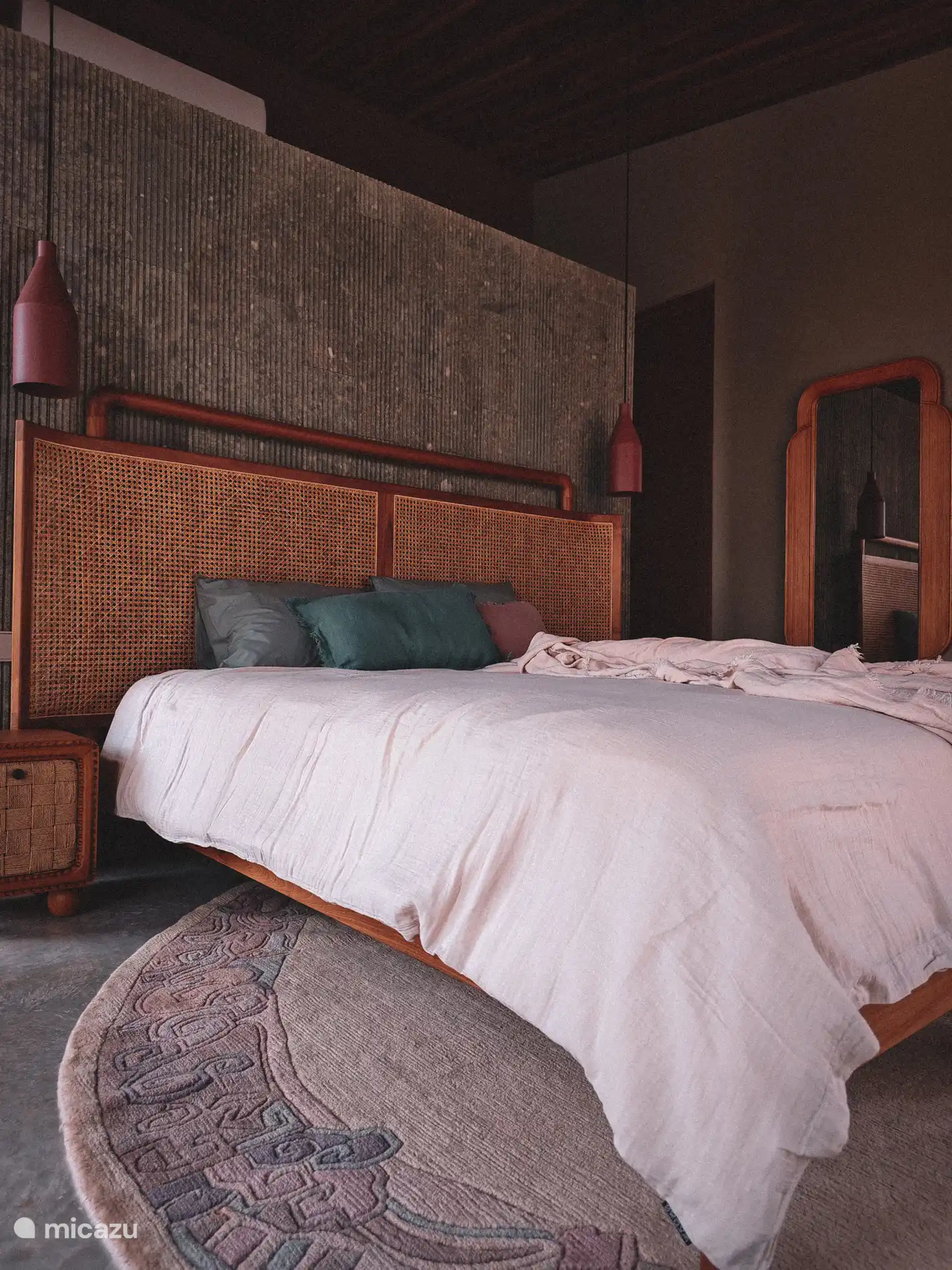 King-size teak bed, outdoor seating in the courtyard garden