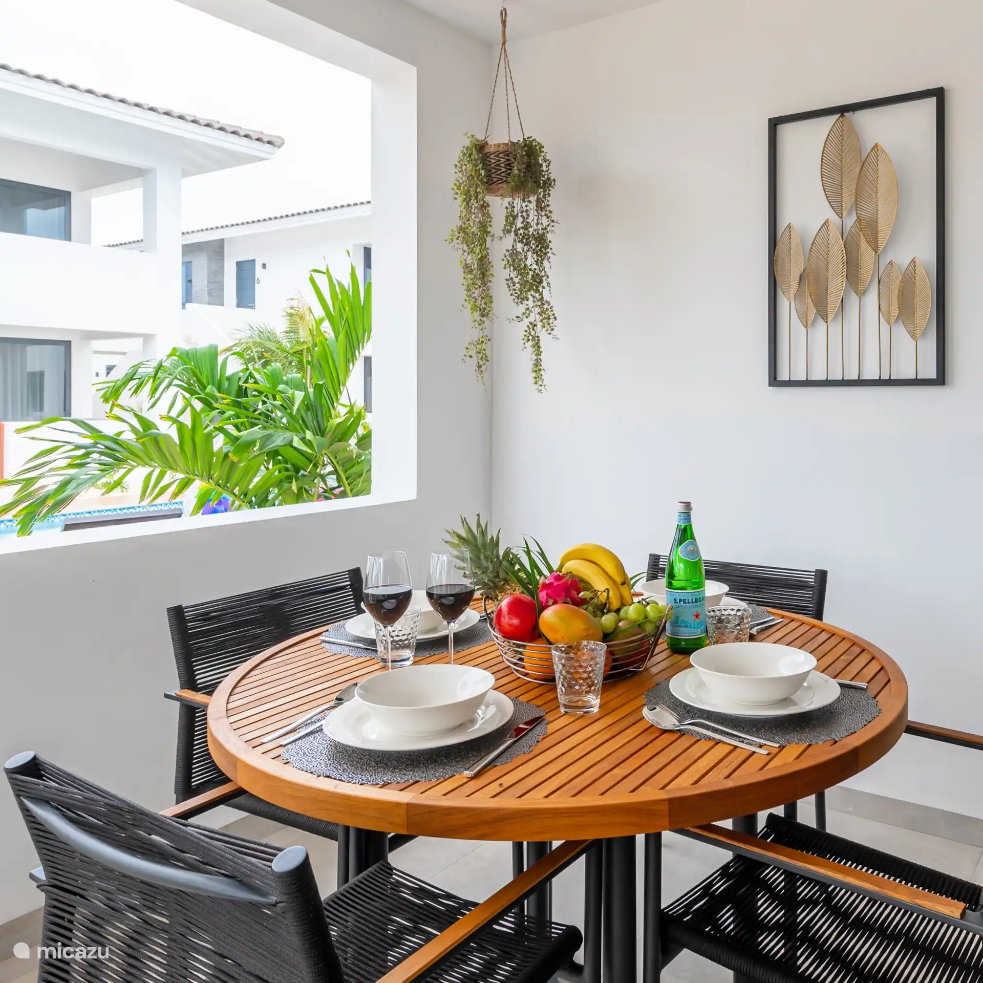 Poolside dining table