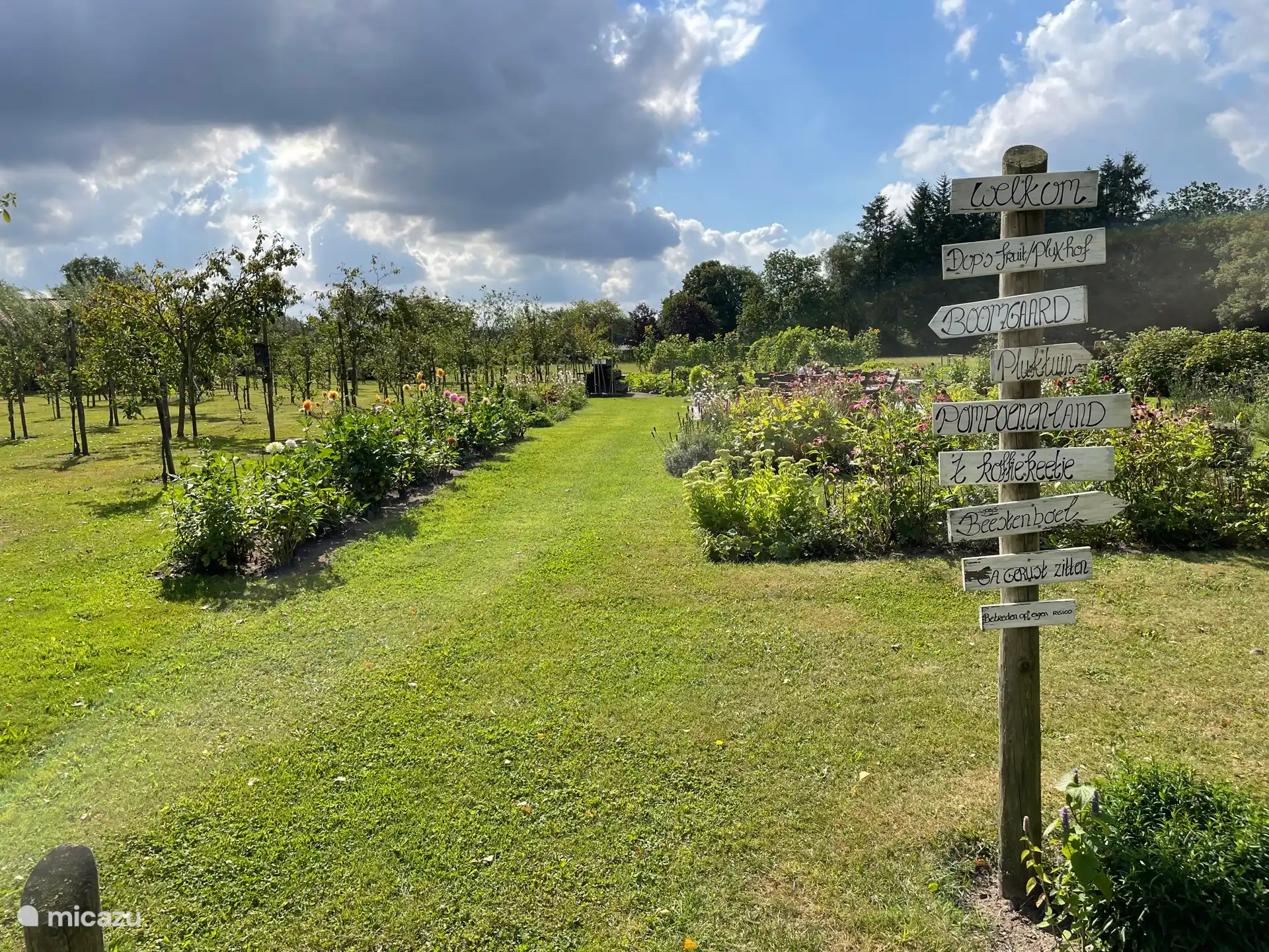 En Dops Fruit and Sping Garden puedes conseguir huevos deliciosos o recoger tus propias flores. En el chalet hay, por supuesto, un hermoso jarrón