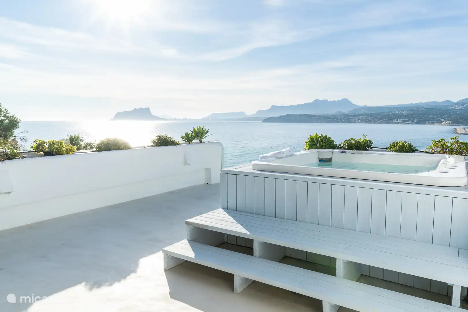 Terrace with jacuzzi and panoramic sea views
