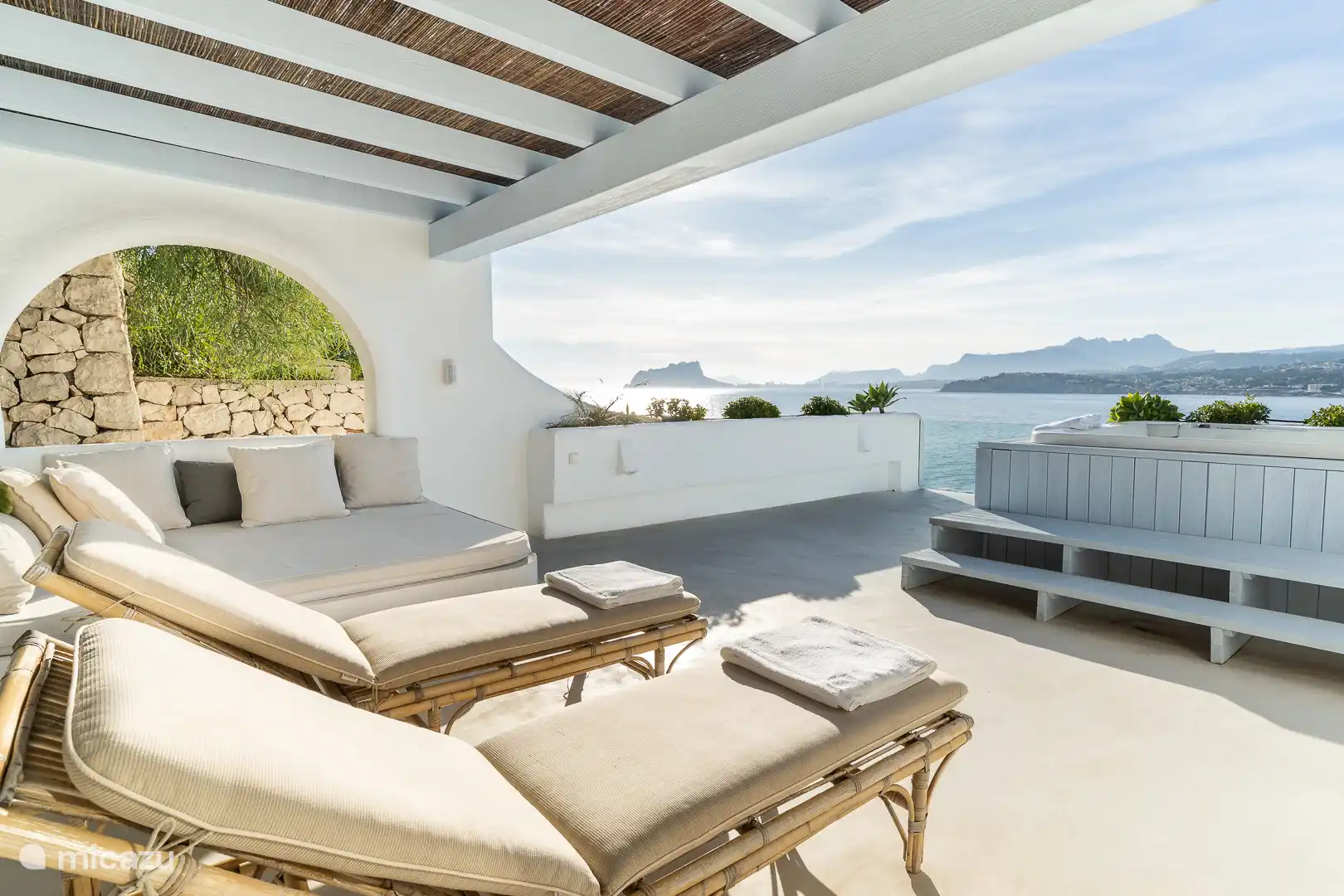 Terrace with jacuzzi and panoramic sea views