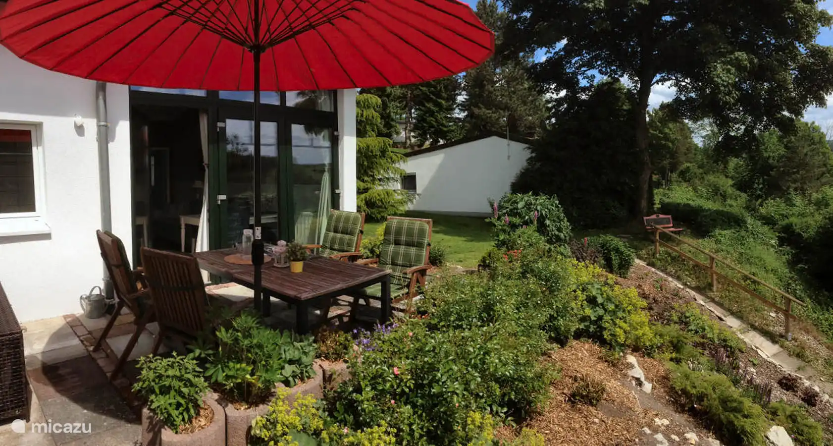 Uitzicht op de hoek van het terras