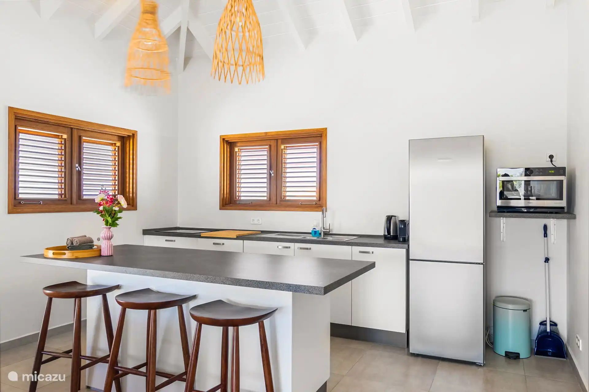 Cocina con lavavajillas, horno, nevera y congelador, cocina de inducción