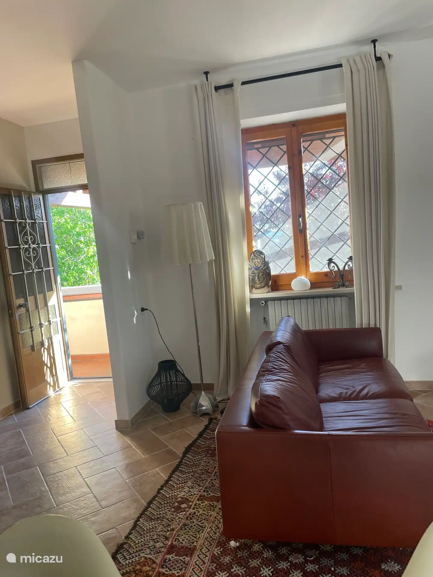 Front door and living room