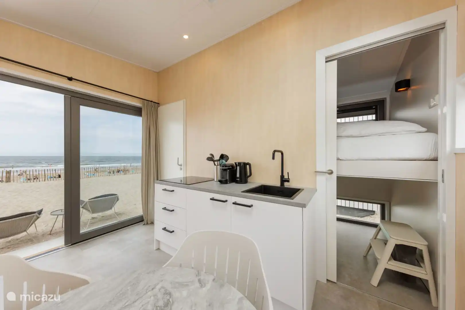 De Beach Houses zijn slim ingericht en hebben een geweldig uitzicht op het strand en de zee.