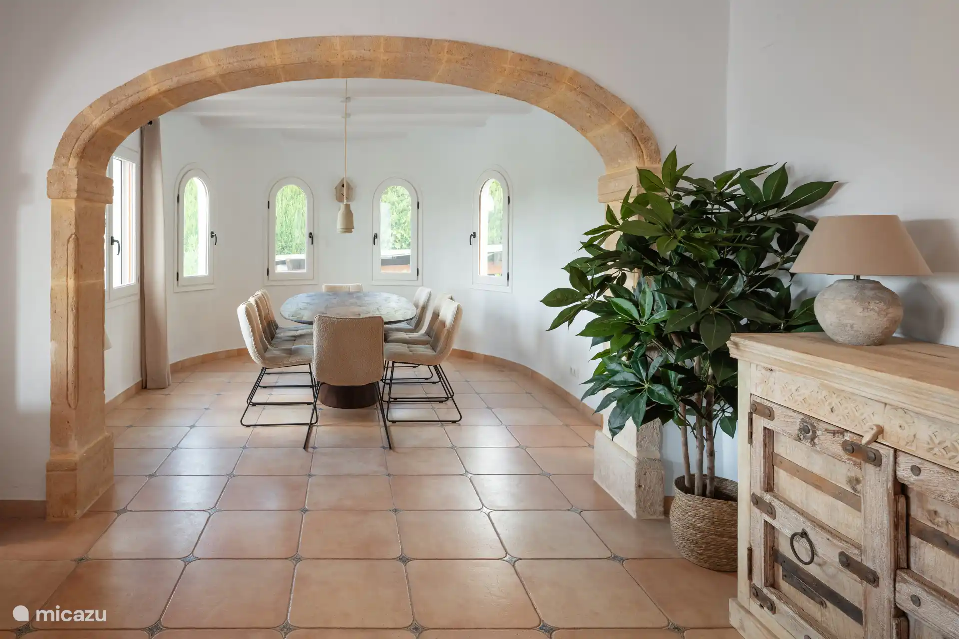 Spacious bright dining area.