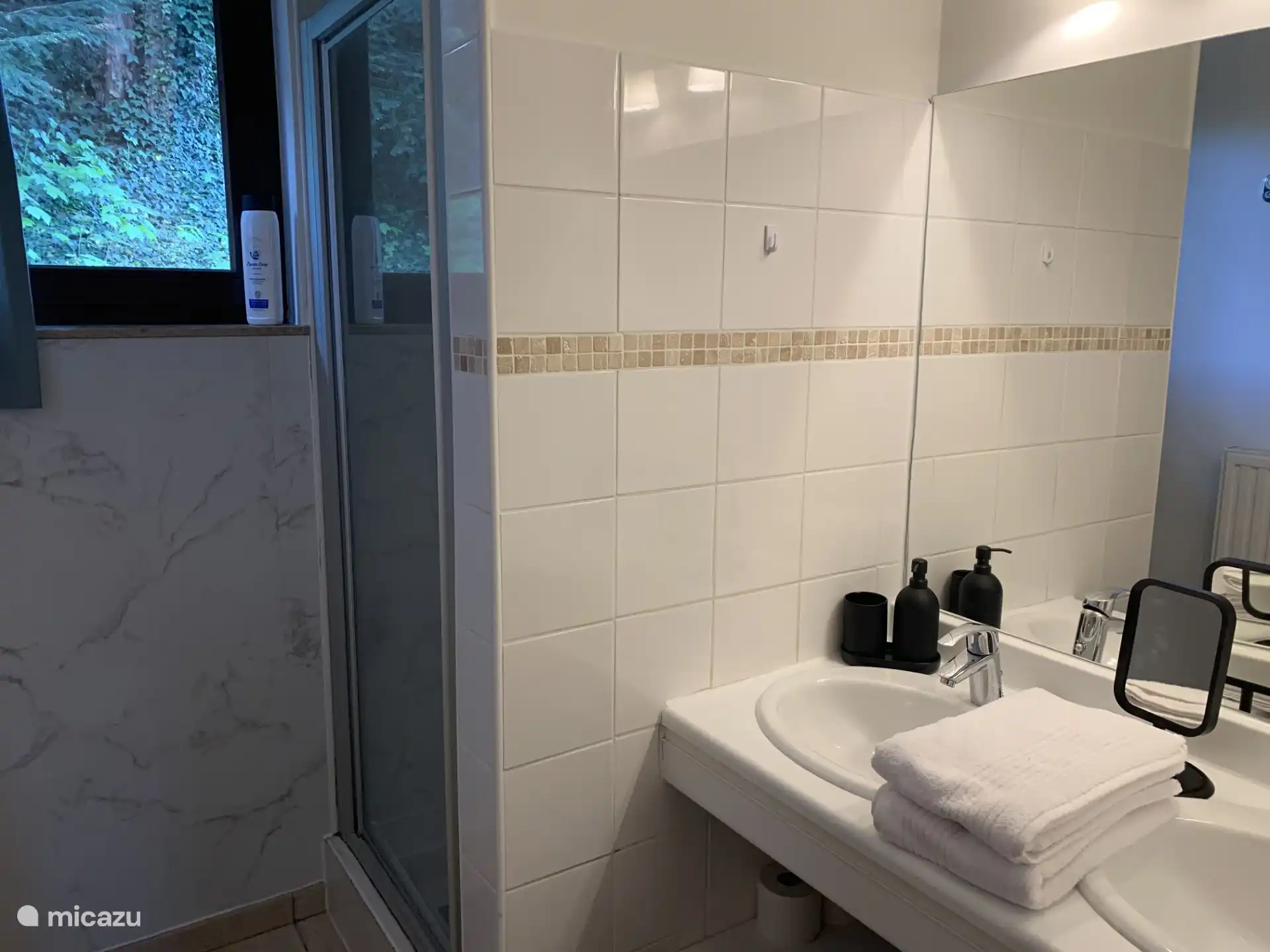 Badkamer, douche, 2 wastafels