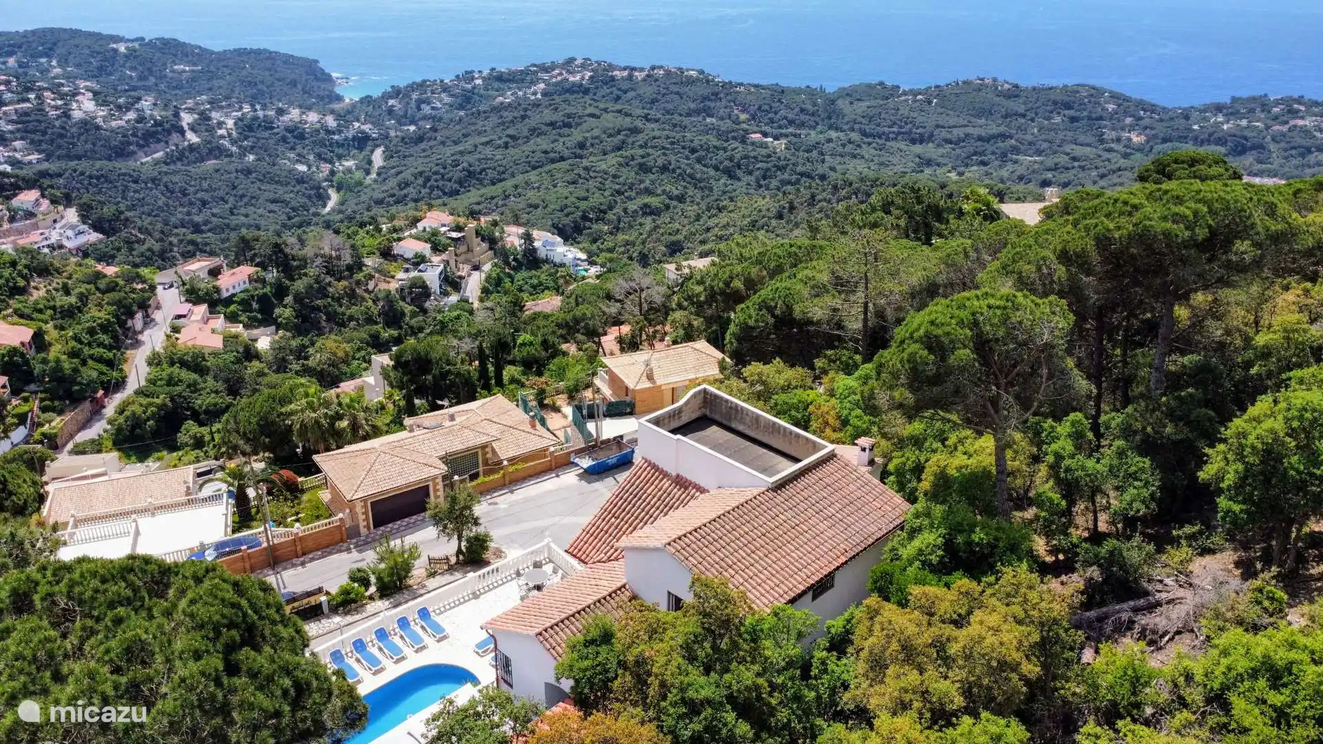 Drohnenfoto des wunderschönen grünen Standorts mit Meerblick