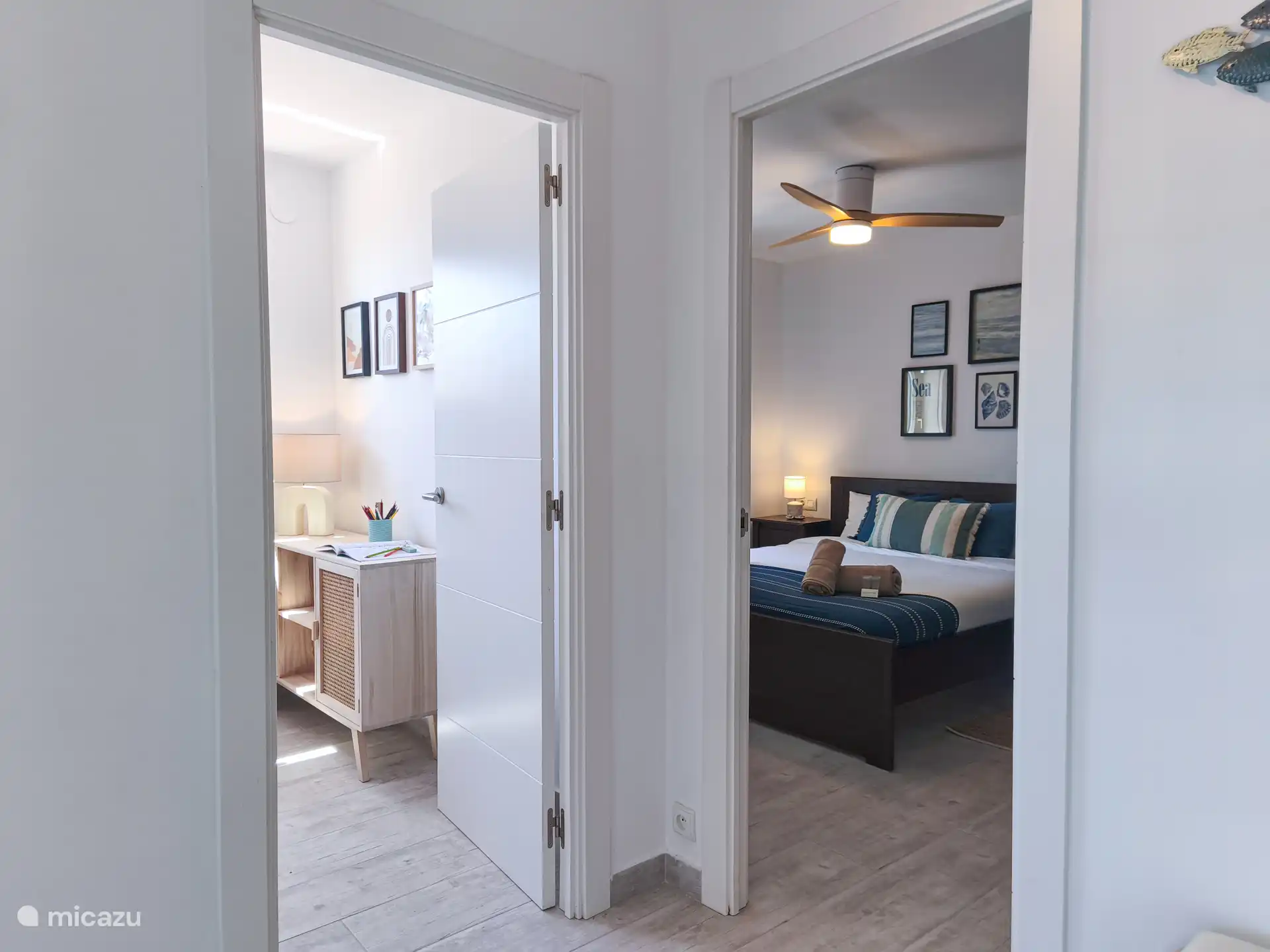 Neben diesem Schlafzimmer befindet sich das Kinderzimmer mit einem Etagenbett