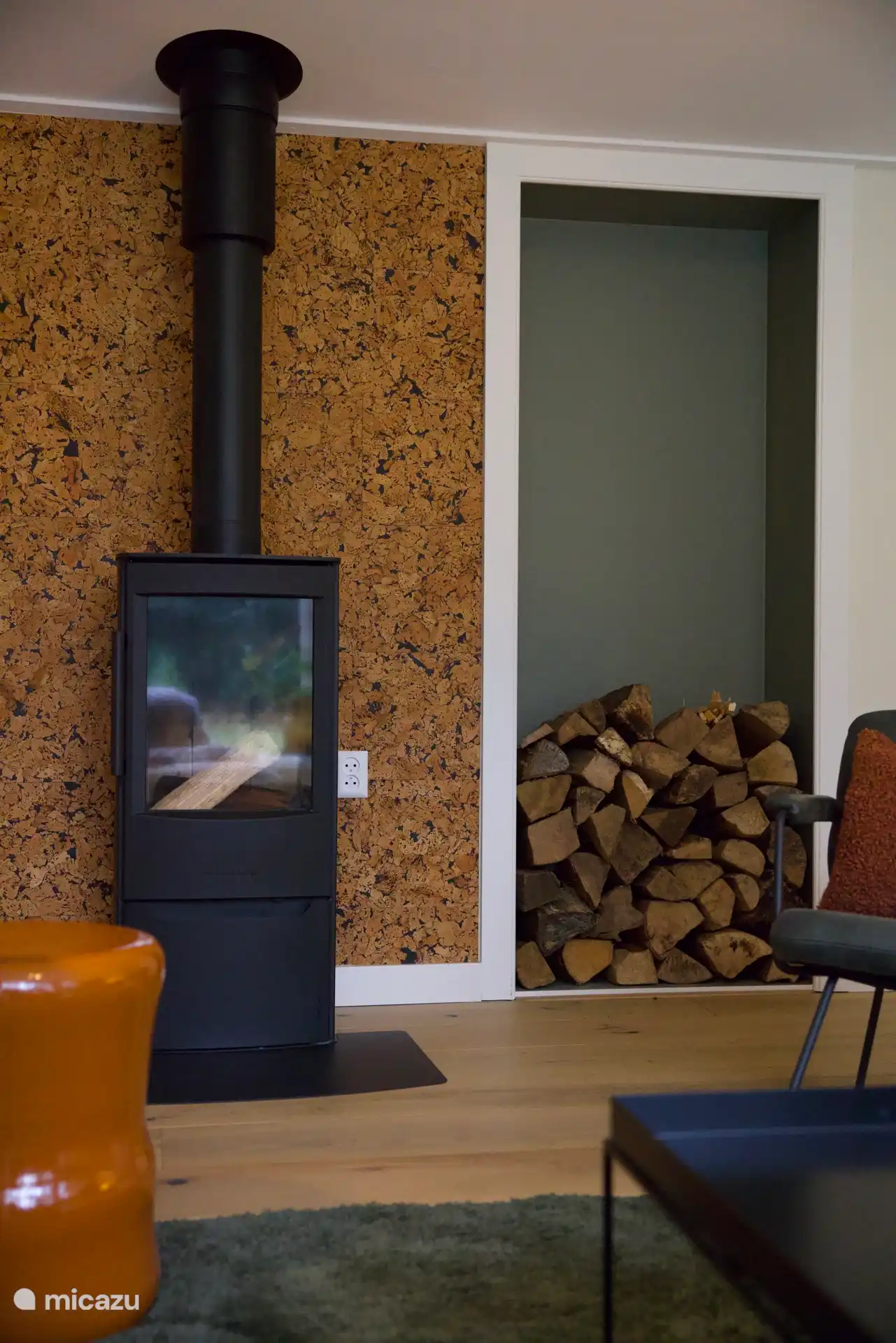 Open haard in de woonkamer