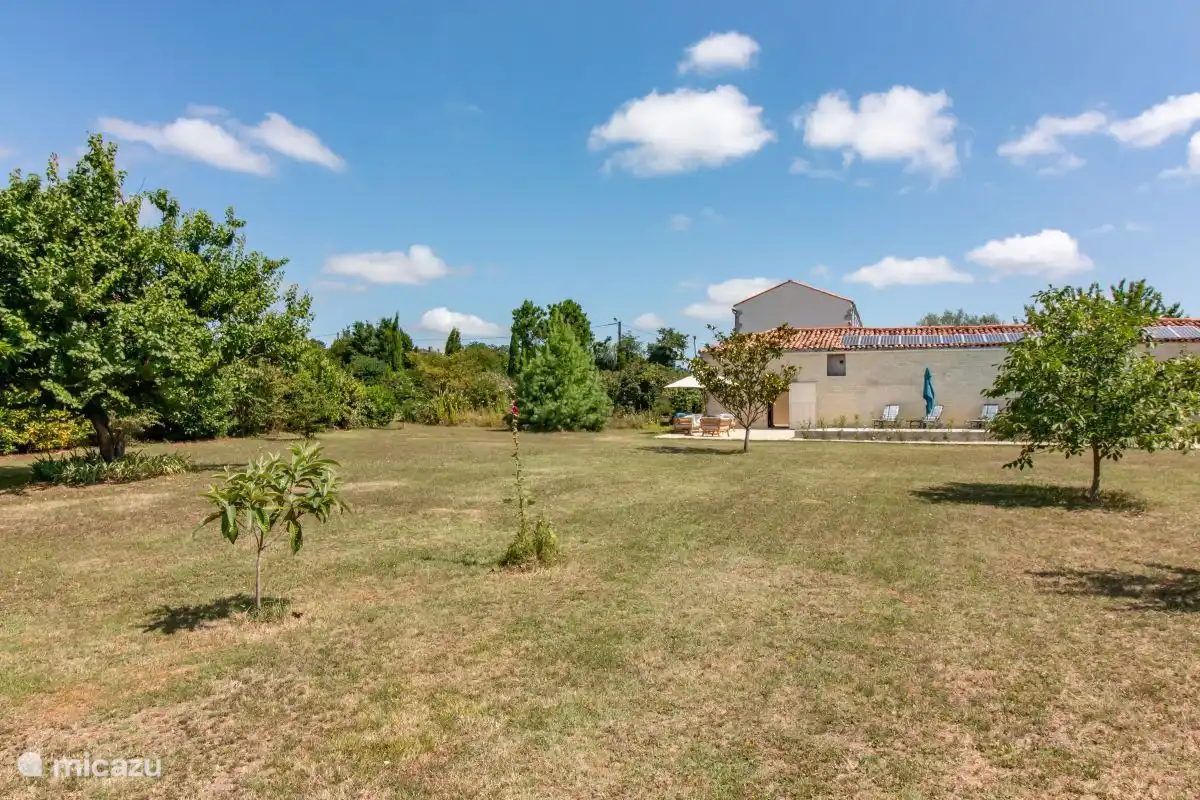 Vue de la zone de la piscine depuis le jardin