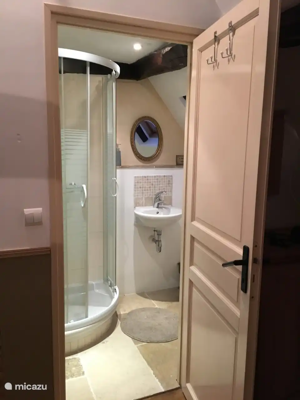 Badkamer met douche en toilet