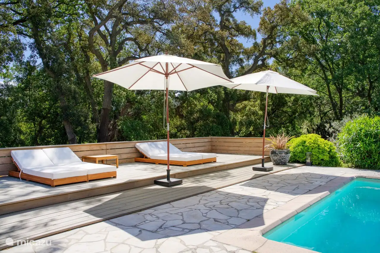 Sun beds near the swimming pool